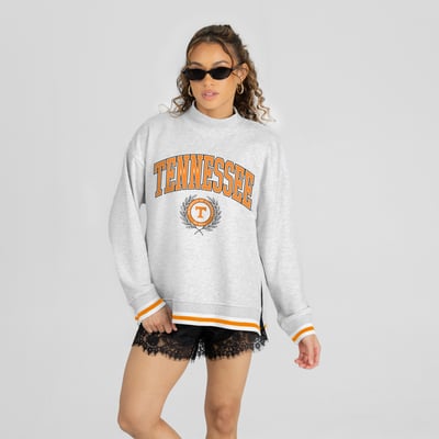 Tennessee Volunteers Gameday Couture Women's Rally Point Contrast Stripe Mock Neck Sweatshirt - Heather Gray
