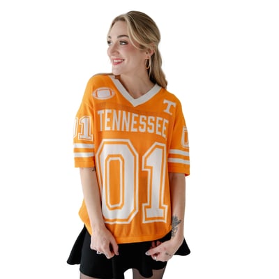  Tennessee Volunteers Gameday Social Women's Knit Football Jersey Sweater - Tennessee Orange