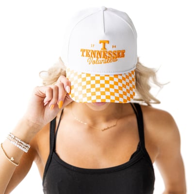Tennessee Volunteers Gameday Social Women's Albon Check 5-Panel Rope Adjustable Hat - White
