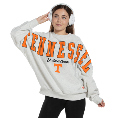 Tennessee Volunteers Pressbox Women's Flannigan Oversized Fleece Sweatshirt - Heather Gray
