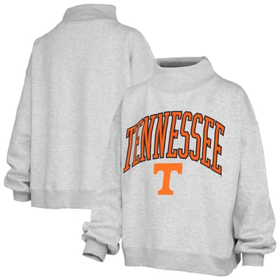 Tennessee Volunteers Pressbox Women's Nelson Texture Lingo Mock Neck Fleece Sweatshirt - Heather Gray