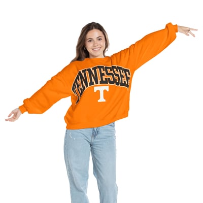 Tennessee Volunteers Pressbox Women's Oversized Janice Waist-Length Sweatshirt - Tennessee Orange