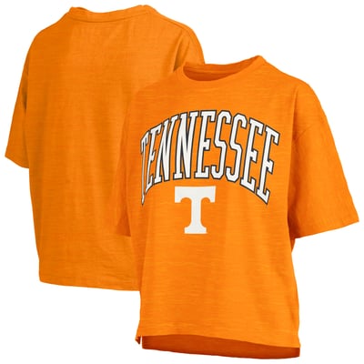 Tennessee Volunteers Pressbox Women's Oversized Nelson Arch Over Logo Slub T-Shirt - Tennessee Orange