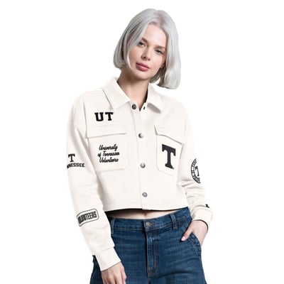Tennessee Volunteers Starter Women's Anchor Full Snap Cropped Shacket - Cream