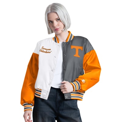 Tennessee Volunteers Starter Women's Game On Full Snap Varsity Jacket - Orange/Gray