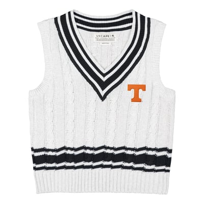  Tennessee Volunteers Uscape Apparel Women's Renew Cable V-Neck Vest Sweater - Ash