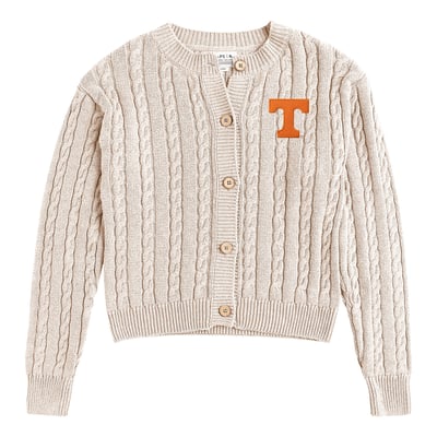  Tennessee Volunteers Uscape Apparel Women's Renew Cable Cardigan Sweater - Cream