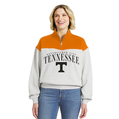  Tennessee Volunteers WEAR by Erin Andrews Women's Colorblock Half-Zip Pullover - Tennessee Orange