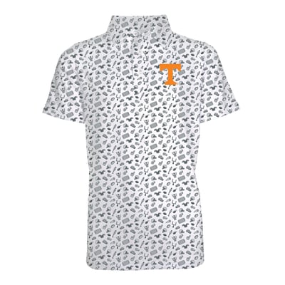 Tennessee Volunteers Garb Youth Tom All-Over Football Print Polo - Gray