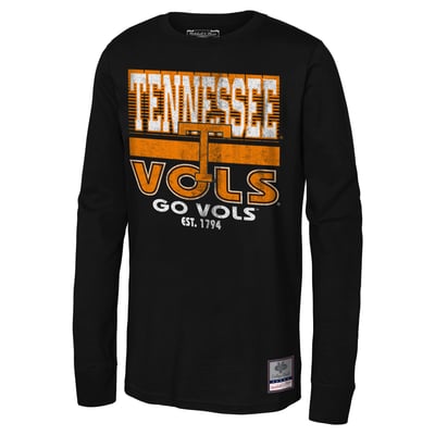 Tennessee Volunteers Mitchell & Ness Youth Retro Big Game Long Sleeve T-Shirt - Black