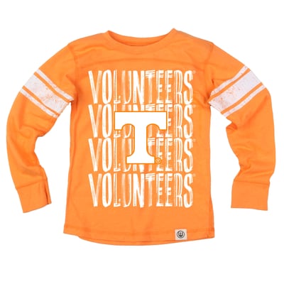  Tennessee Volunteers Wes & Willy Youth Long Sleeve Football Jersey T-Shirt - Tennessee Orange