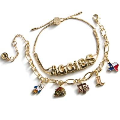 Texas A&M Aggies BaubleBar Two-Piece Delicate Charm & Slogan Bracelet Set