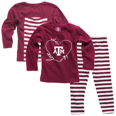 Texas A&M Aggies Wes & Willy Girls Infant Long Sleeve Top and Pant Set - Maroon
