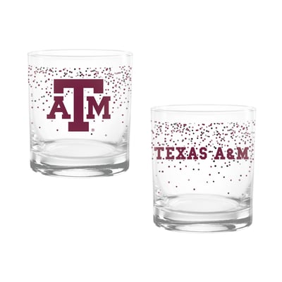 Indigo Falls Texas A&M Aggies Confetti Rocks Glass Set of 2
