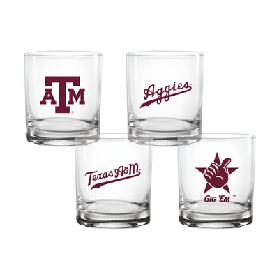  Texas A&M Aggies Indigo Falls Core 4-Pack Collectors 14oz. Rocks Glass Set