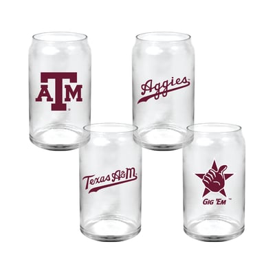  Texas A&M Aggies Indigo Falls Core Collectors Glass Can 4-Pack Set