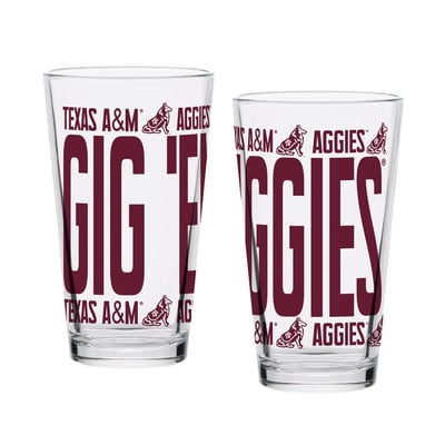 Indigo Falls Texas A&M Aggies Elevated Pint Glass Set of 2
