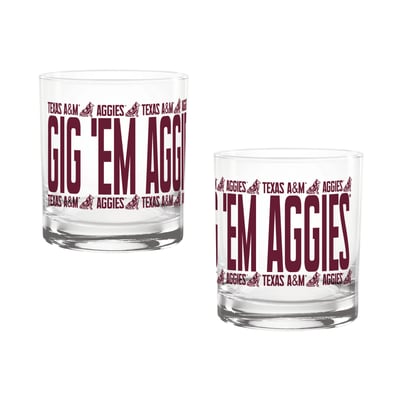 Indigo Falls Texas A&M Aggies Elevated Rocks Glass - Set of 2
