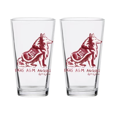  Texas A&M Aggies Indigo Falls Laura Wilcox Mascot Pint Glass Set of 2