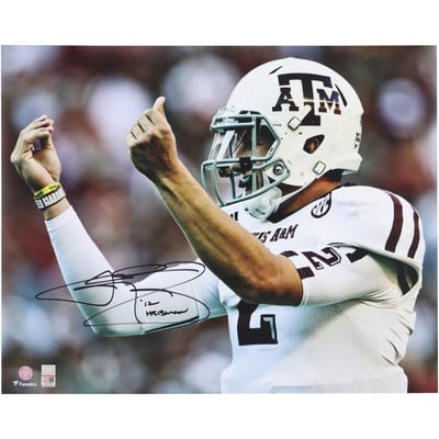 Johnny Manziel Texas A&M Aggies Autographed Fanatics Authentic 16" x 20" Money Sign Celebration Photograph with "12 Heisman" Inscription 