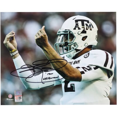Johnny Manziel Texas A&M Aggies Autographed Fanatics Authentic 8" x 10" Money Sign Celebration Photograph with "12 Heisman" Inscription 