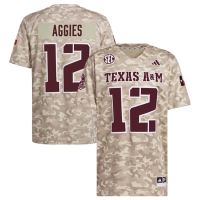 #12 Texas A&M Aggies adidas Honor & Support Premier Strategy Jersey - Beige