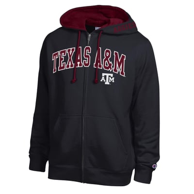 Texas A&M Aggies Champion Arch Logo Full-Zip Fleece Hoodie - Black