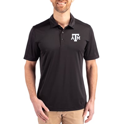 Texas A&M Aggies Cutter & Buck Prospect Eco Textured Stretch Recycled Polo - Black