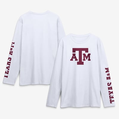 Texas A&M Aggies Logo Athletic Primary Logo Long Sleeve T-Shirt - White