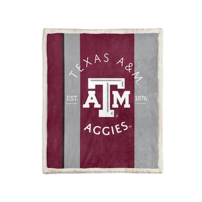 Texas A&M Aggies Pegasus Block Stripe 50" x 60" Ultra Cozy Sherpa Blanket