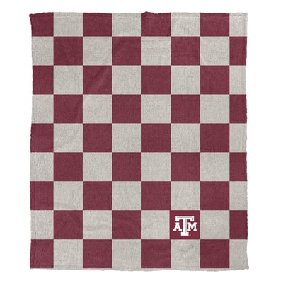 Texas A&M Aggies Pegasus Checkered Logo Patch 50" x 60" Cozy Knit Blanket