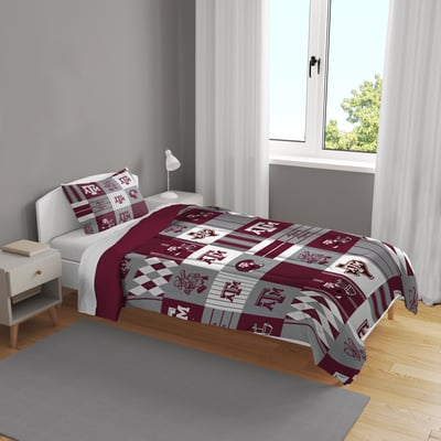 Texas A&M Aggies Pegasus Patchwork Plaid Two-Piece Twin/Twin XL Bed in a Bag Set