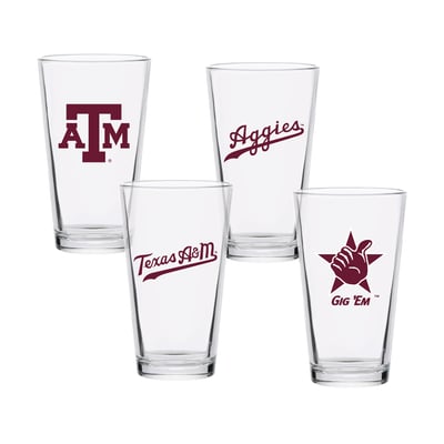 Texas A&M Aggies 16oz. Collector Pint Glass Four-Piece Set
