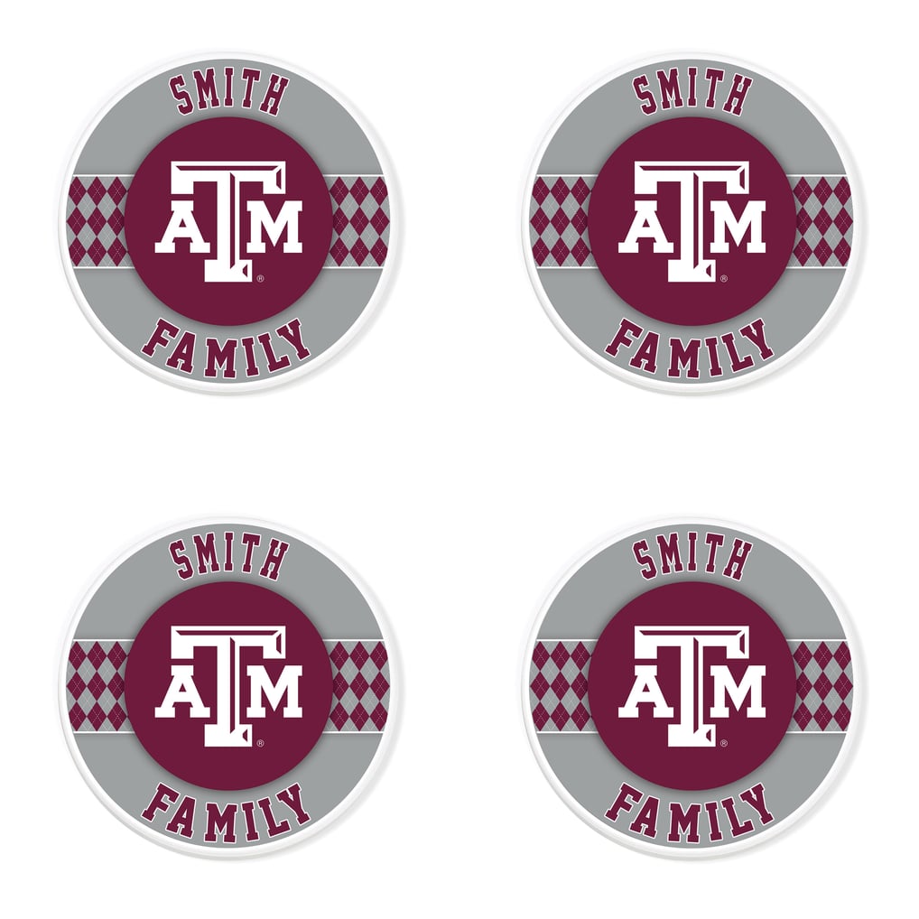 Texas A&M Aggies 4" Personalized Circular Coasters 4-Pack Set