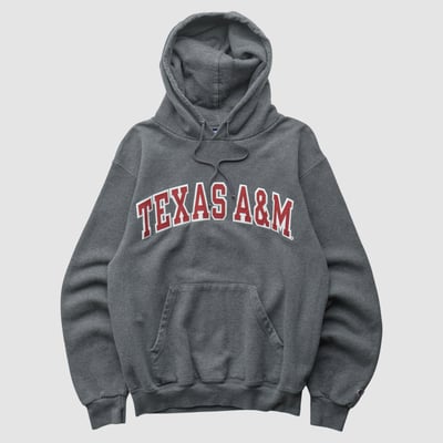 Texas A&M Aggies Champion 2000s Hooded Pullover Sweatshirt - Dark Heather Gray - XS by Fanatics Real Vintage
