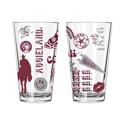 Texas A&M Aggies The Memory Company 2-Pack 16oz. Pint Glass Loco Design Set