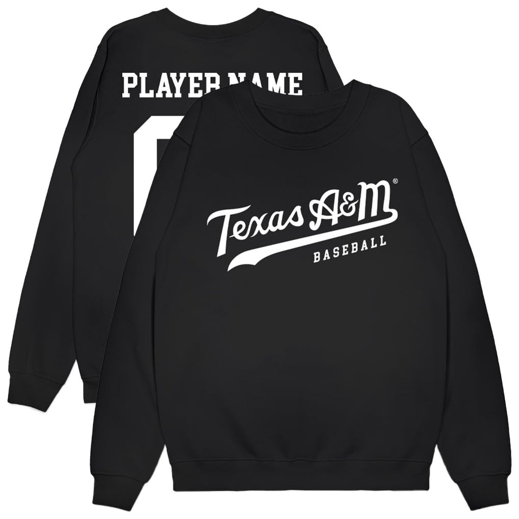  Texas A&M Aggies Athlete's Thread Unisex NIL Pick-A-Player Baseball Sweatshirt - Black