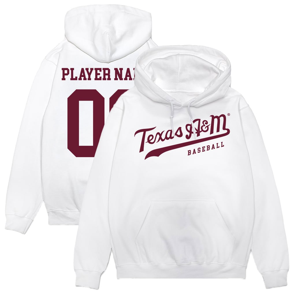  Texas A&M Aggies Athlete's Thread Unisex NIL Pick-A-Player Baseball Pullover Hoodie - White