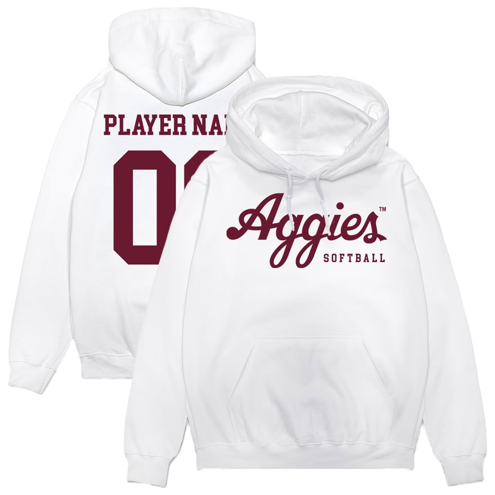  Texas A&M Aggies Athlete's Thread Unisex NIL Pick-A-Player Softball Pullover Hoodie - White