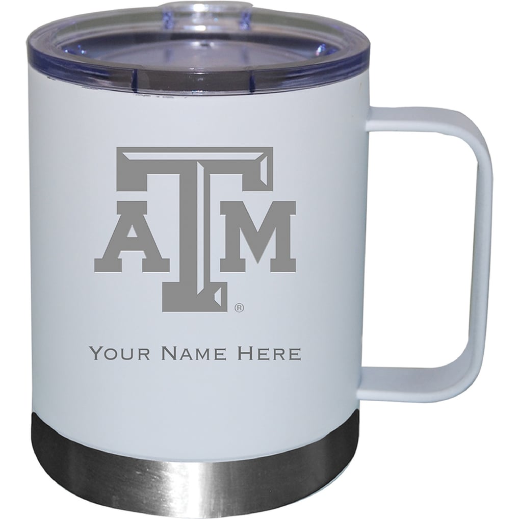 Texas A&M Aggies 12oz. Personalized Stainless Steel Lowball with Handle - White