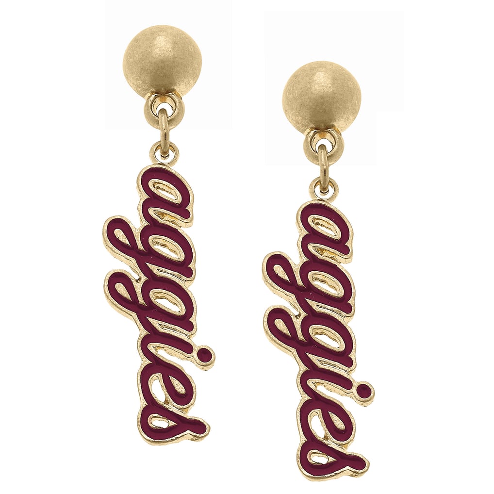 Texas A&M Aggies CANVAS Style Women's Enamel Script Drop Earring