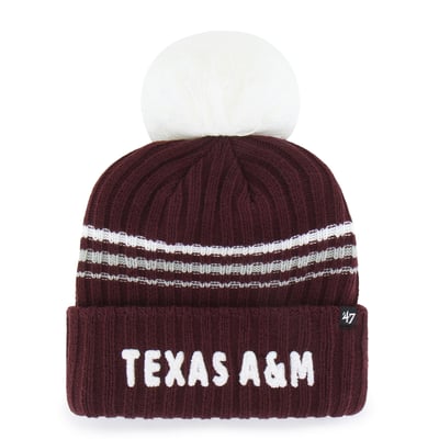  Texas A&M Aggies '47 Women's Seasonal Fuzzy Script Big Pom Knit Hat - Maroon