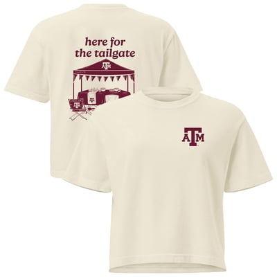 Texas A&M Aggies Comfort Colors Women's Here For The Tailgate Cropped T-Shirt - Cream