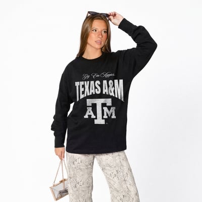 Texas A&M Aggies Gameday Couture Women's Bold Ambition Oversized Long Sleeve T-Shirt - Black