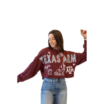 Texas A&M Aggies Gameday Social Women's Patch Phipps Sweatshirt - Maroon
