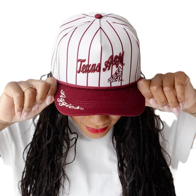 Texas A&M Aggies Gameday Social Women's Pinstripe Script Five-Panel Rope Adjustable Hat - White