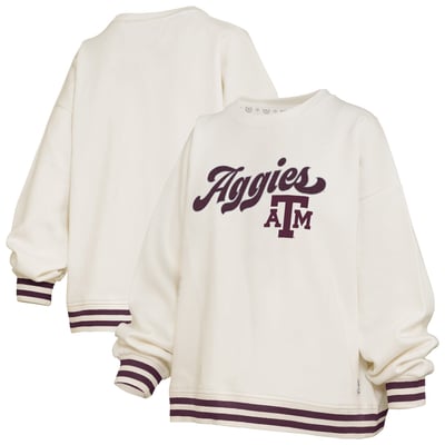 Texas A&M Aggies Pressbox Women's Bonanza Chenille Ribbed Sweatshirt - Cream