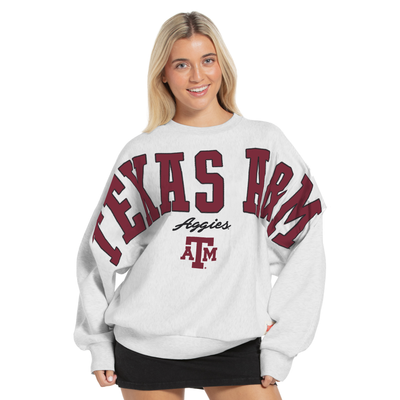 Texas A&M Aggies Pressbox Women's Flannigan Oversized Fleece Sweatshirt - Heather Gray