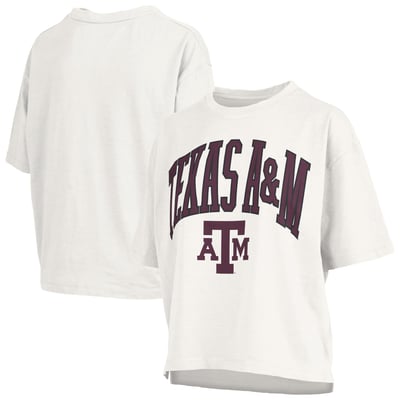 Texas A&M Aggies Pressbox Women's Oversized Nelson Arch Over Logo Slub T-Shirt - White