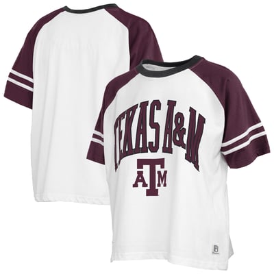  Texas A&M Aggies Pressbox Women's Sky Colorblock Slub T-Shirt - White